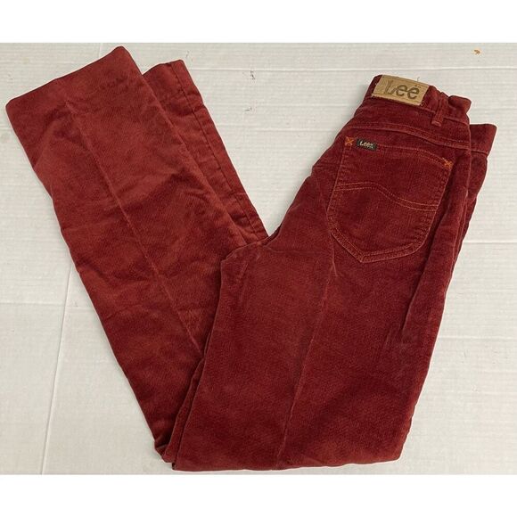 Vintage 70’s LEE Velour  Jeans-HIPPIE-Red Orange USA Made- A7 - Picture 1 of 8